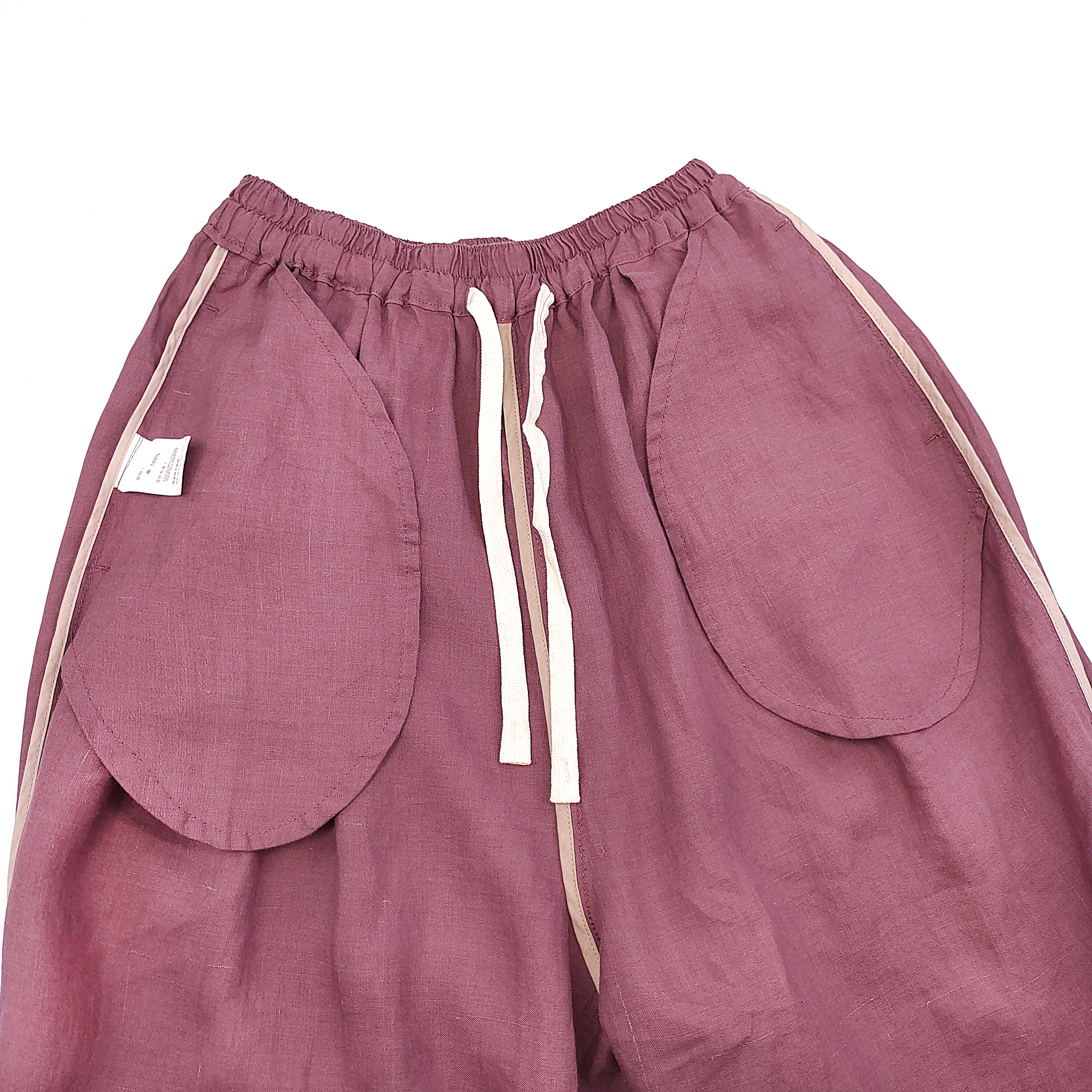 Female Elastic Waist Puff Capri Pants Good Quality Loose-Fit Mid-Length Linen Pants with Drawstring Waist